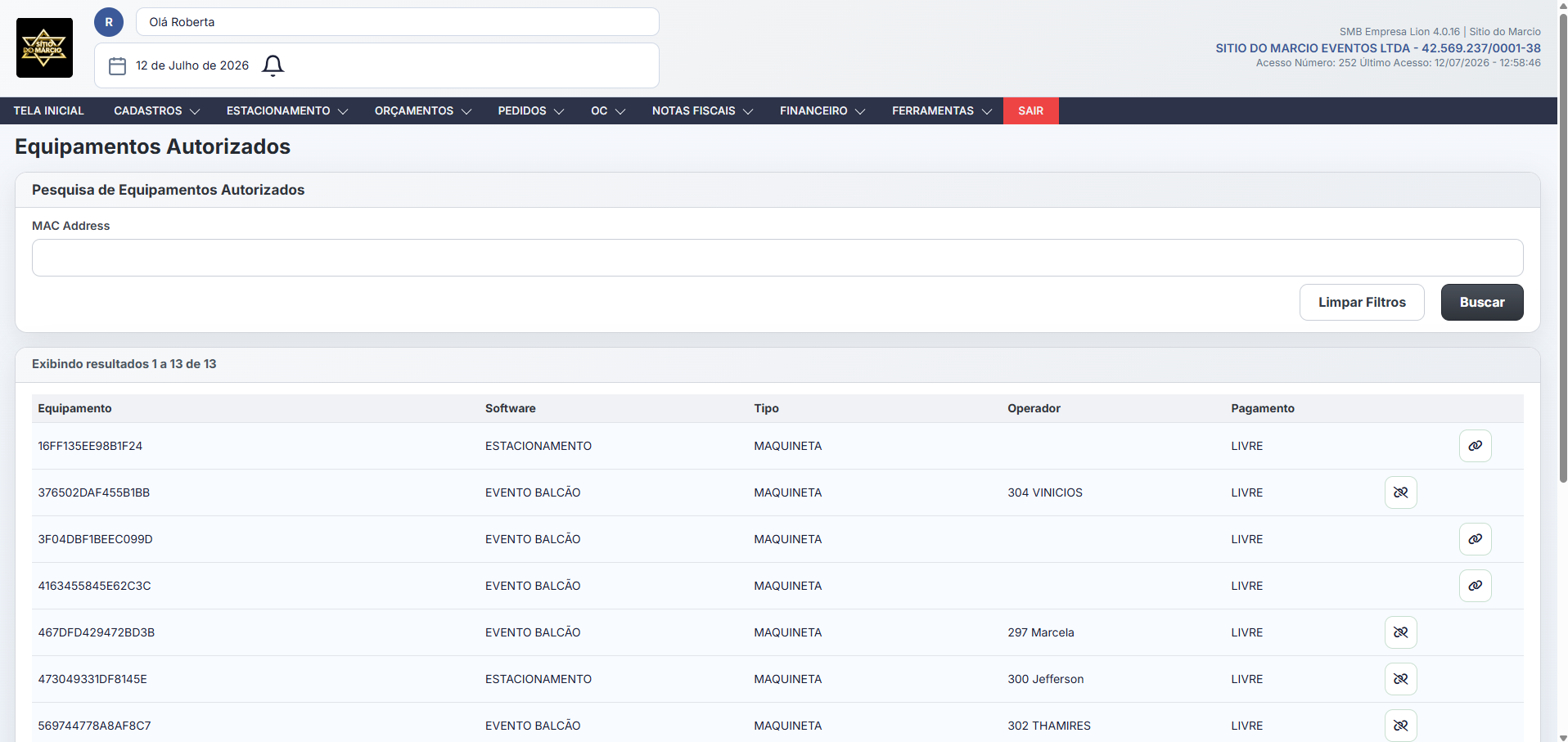 Dashboard gerencial desktop do SMB Empresa