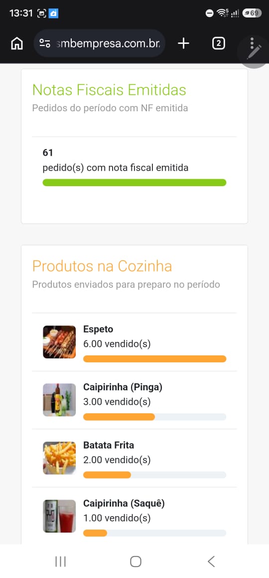 Notas fiscais emitidas no celular